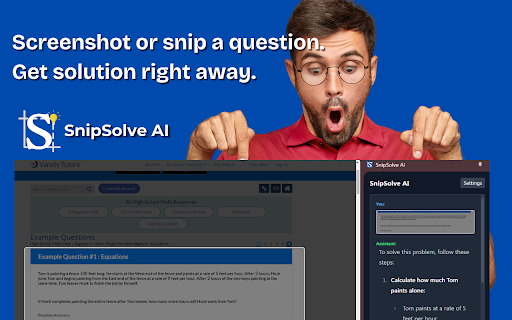 SnipSolve AI - Screenshot questions & solve math quiz with AI like GPT 5.6 screenshot