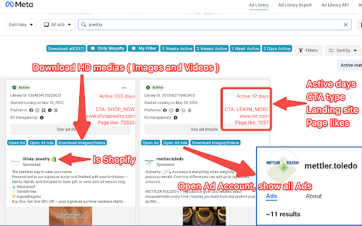 Ad Library Insights for Facebook™ - Filter ADs,Download HD-Videos screenshot