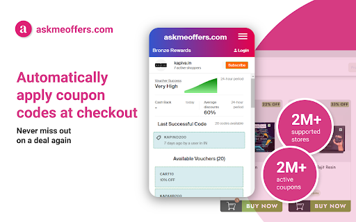 AskmeOffers AI: Automatically Applies Coupons, Promo Codes & Offers screenshot