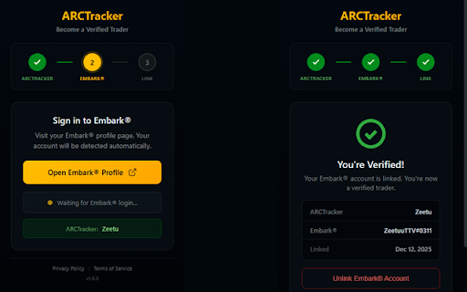 ARCTracker - Embark® Account Verifier screenshot