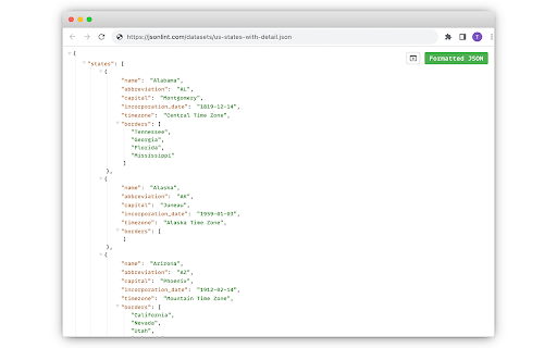JSON Formatter screenshot