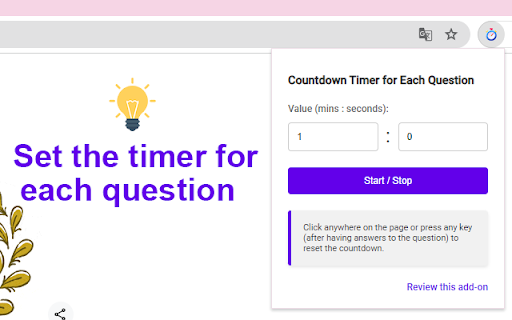 Countdown Timer for Each Question screenshot