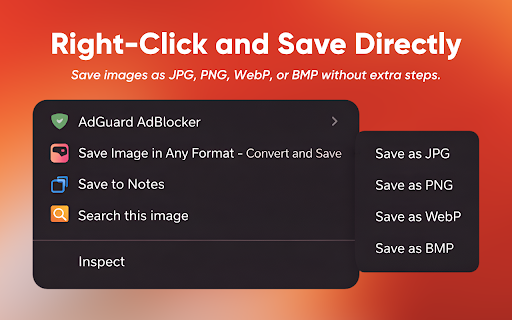 Save Image as PNG, JPG, WebP, BMP, AVIF screenshot