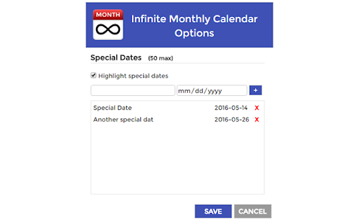 Infinite Monthly Calendar screenshot