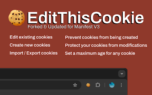 EditThisCookie (fork) screenshot