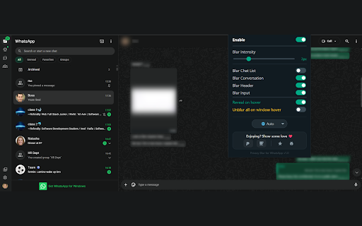 Privacy Blur for WhatsApp screenshot