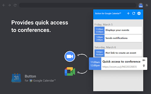 Button for Google Calendar screenshot