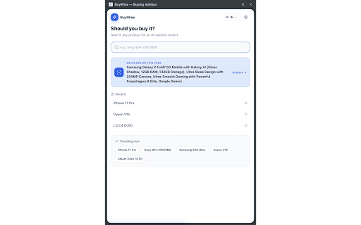 BuyWise - AI Purchase Research Advisor screenshot
