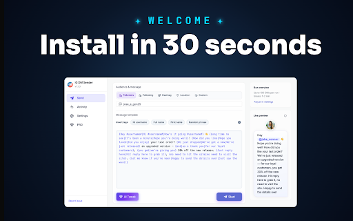 Message Outreach: Bulk DMs & AI Tweak screenshot