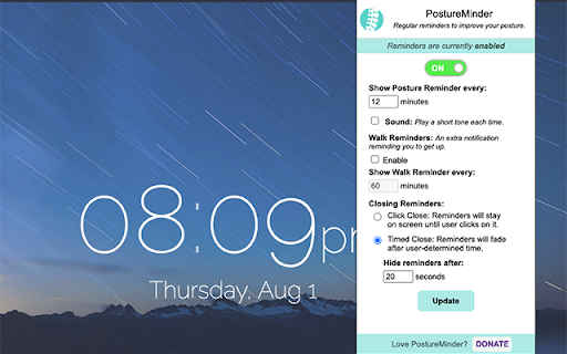 PostureMinder screenshot