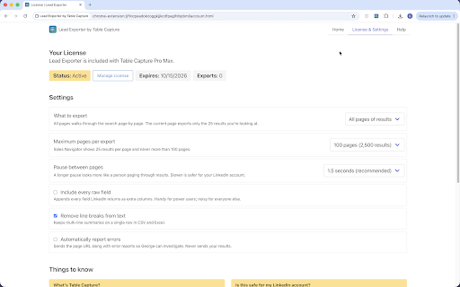 Lead Exporter by Table Capture screenshot