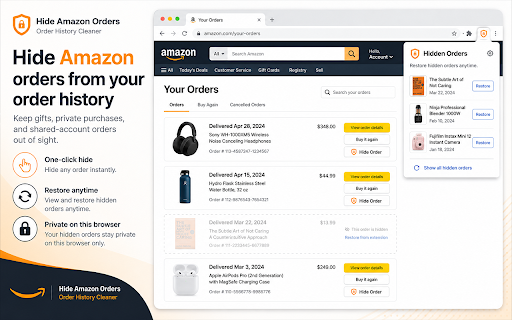 Hide Amazon Orders - Order History Cleaner screenshot