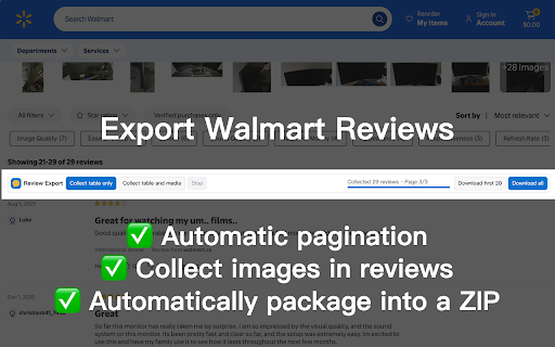 Walmart Review Export - Download Reviews to Excel & Media screenshot