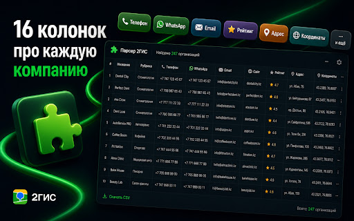 Парсер 2ГИС — телефоны, WhatsApp и адреса в таблицу screenshot