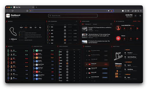 F1X: Live F1 Dashboard & Race Tracker - New Tab screenshot