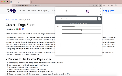 Easily Custom Page Zoom screenshot