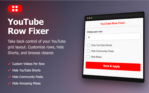 YouTube Row Fixer: Grid & Layout Customizer screenshot