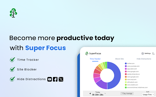 SuperFocus - Screen Time Tracker, Site Blocker, Hide YouTube Shorts screenshot