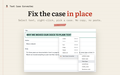 Text Case Converter — Uppercase to Lowercase in Place screenshot