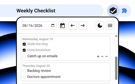 Weekly Checklist screenshot