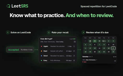 LeetSRS — Spaced Repetition for LeetCode screenshot