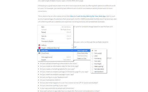 fonts infos screenshot