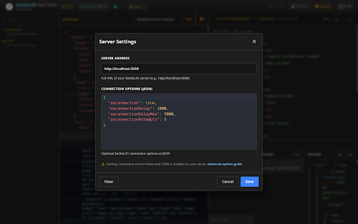 Socket.IO Test Client screenshot