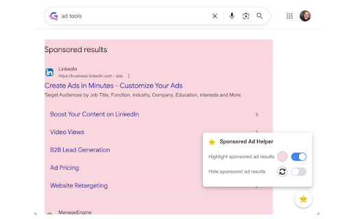 Sponsored Ad Helper screenshot