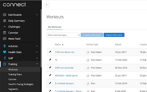 Share your Garmin Connect workout screenshot