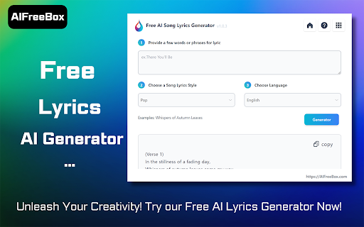 Free AI Song Lyric Generator: AIFreeBox screenshot