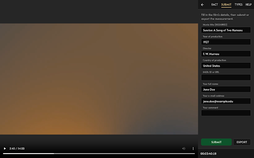 Cinemetrics Measurement Tool screenshot