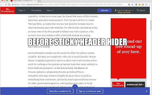 Sticky Header Hider aka Fixed Header Fixer screenshot