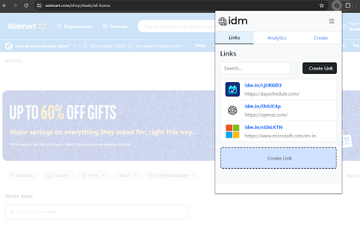 IDM - URL shortener and QR code generator screenshot
