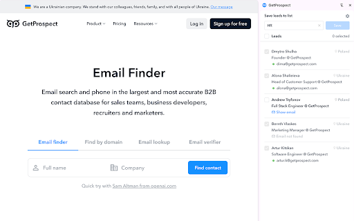 Email Finder - GetProspect screenshot