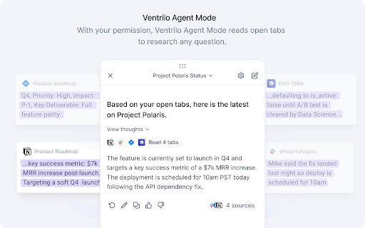 Ventrilo AI: Your tabs, connected screenshot