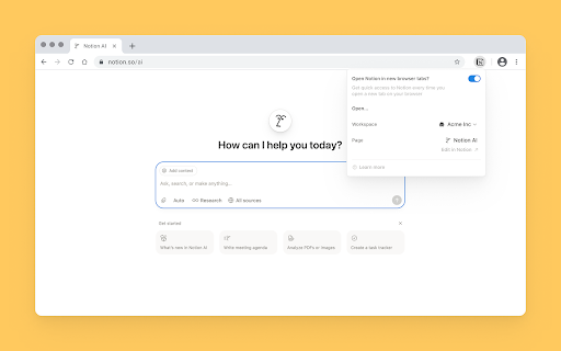 Notion New Tab screenshot