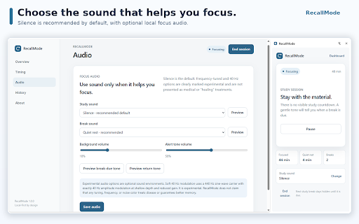 RecallMode — Smart Study Breaks screenshot