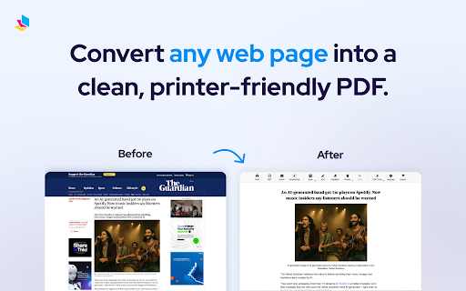 PrintFriendly: Print Clean Pages, Save as PDF & Screenshot, AI Tools screenshot