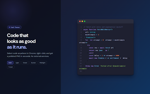 CodeSnapshot — Beautiful Code Screenshots screenshot