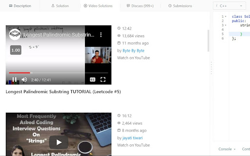 LeetCode Video Solutions screenshot