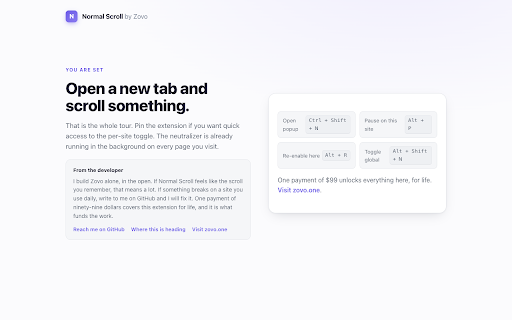 Normal Scroll — Disable Scroll-Jacking screenshot