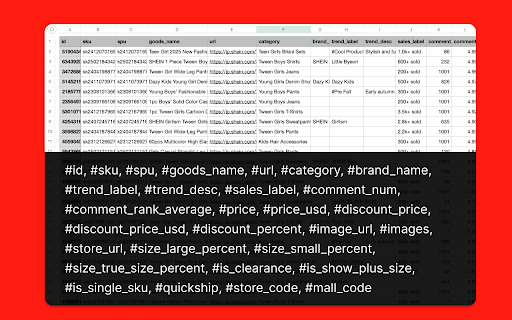 SHEIN Extractor - Export SHEIN Products to CSV/Excel/JSON screenshot