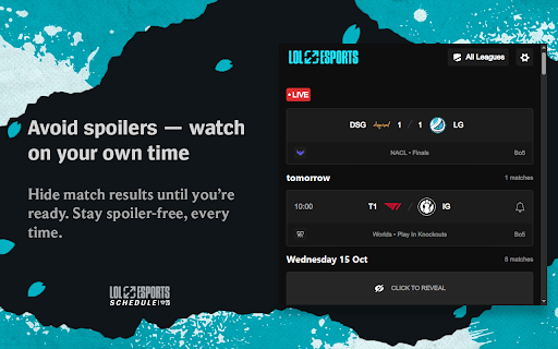 LoL Esports SCHEDULE screenshot